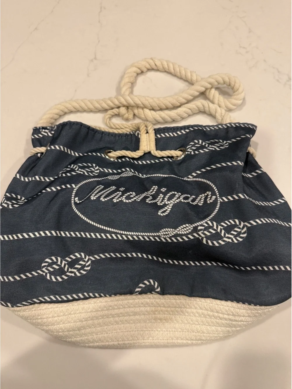 Michigan Nautical Rope Tote Bag